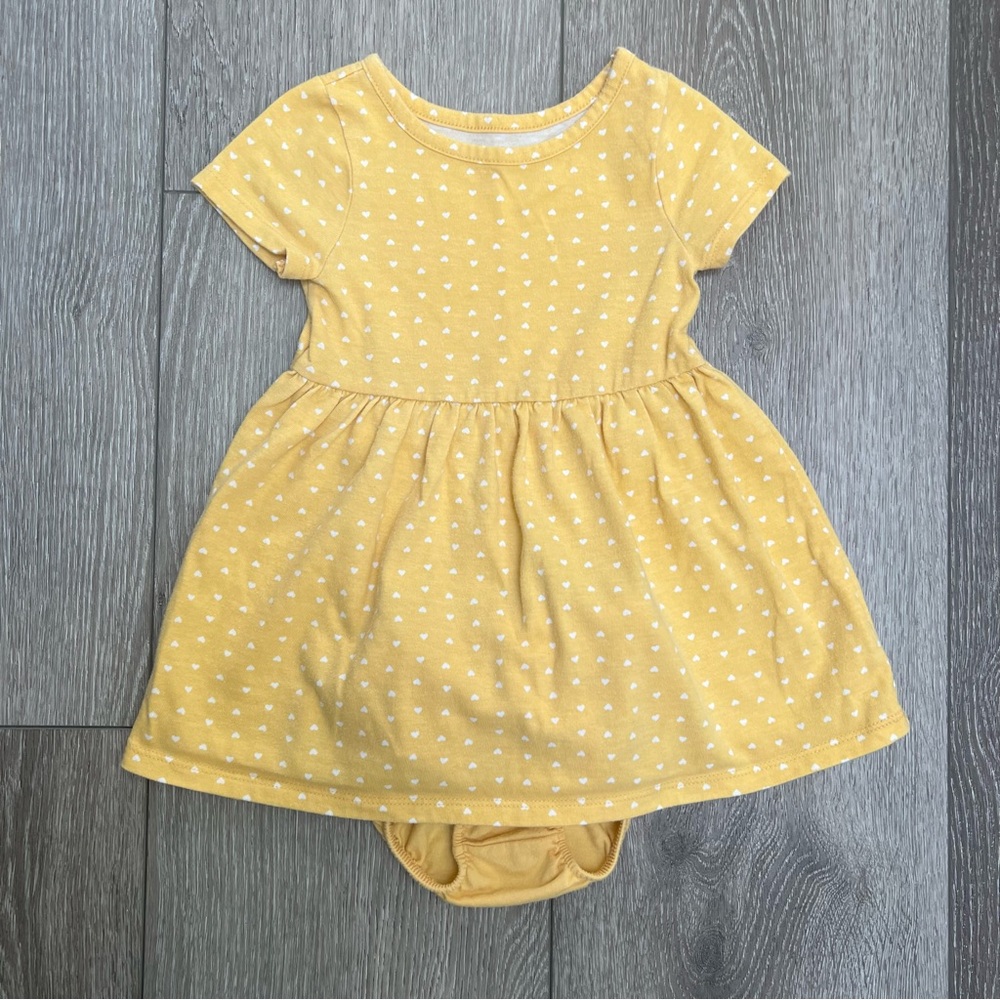 CAT AND JACK 2PC SHORT SLEEVE DRESS WITH BLOOMERS YELLOW 18MO